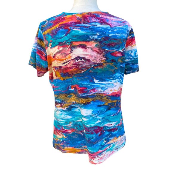 Parsley & Sage Watercolor Abstract Shirt Cotton Maximalist Multicolor Artsy-XL - Picture 7 of 10
